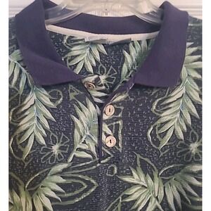 OP Sport Pullover Shirt Mens Size XXL Blue/Green Floral Pattern‎ Heavy Knit